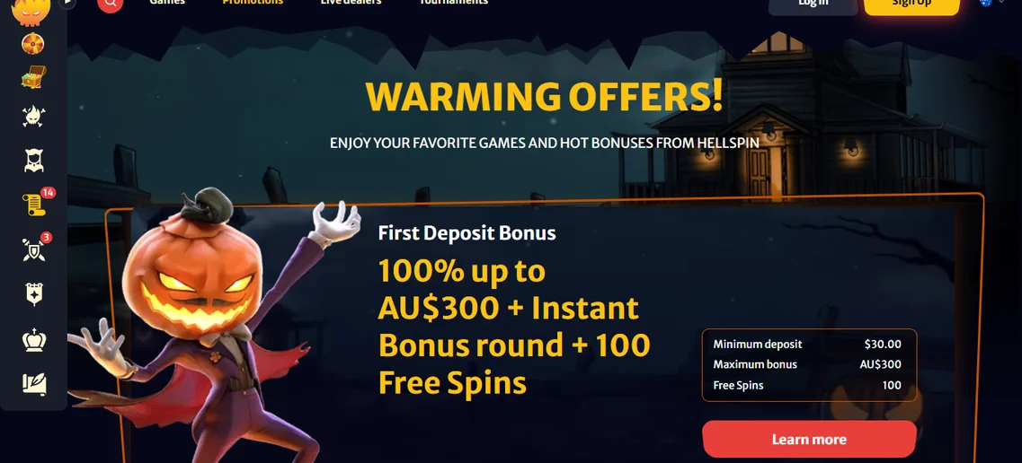 Claim HellSpin first deposit bonus