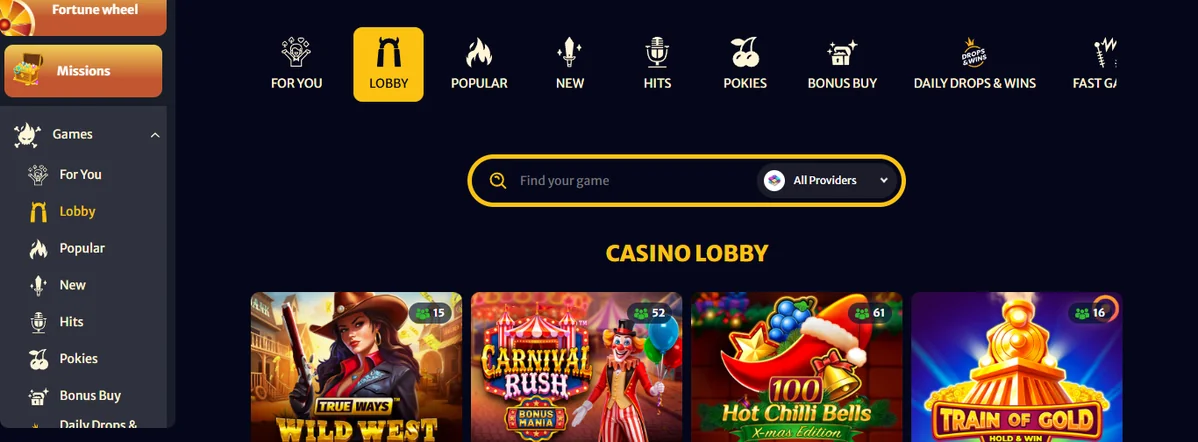 Browse HellSpin Casino lobby