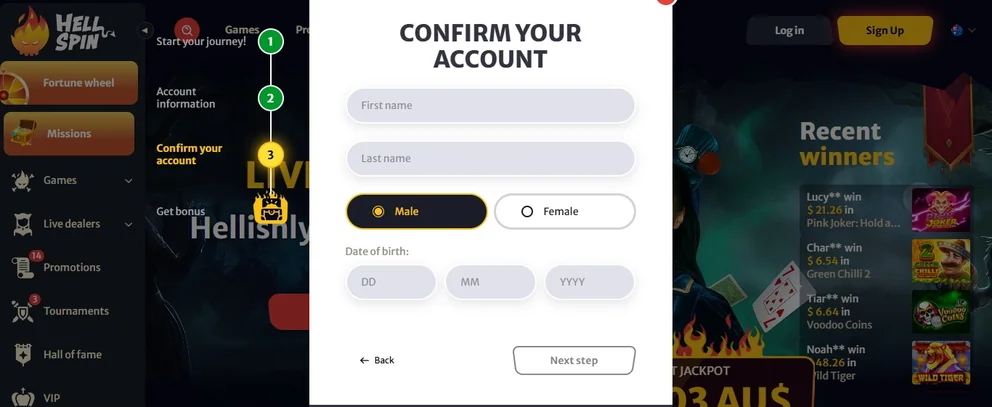 Verify account confirmation details